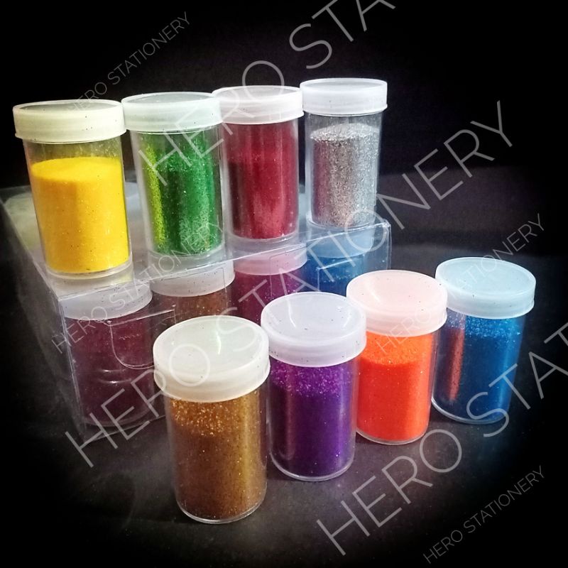 

Glitter powder serbuk bubuk warna warni mix 16 pot