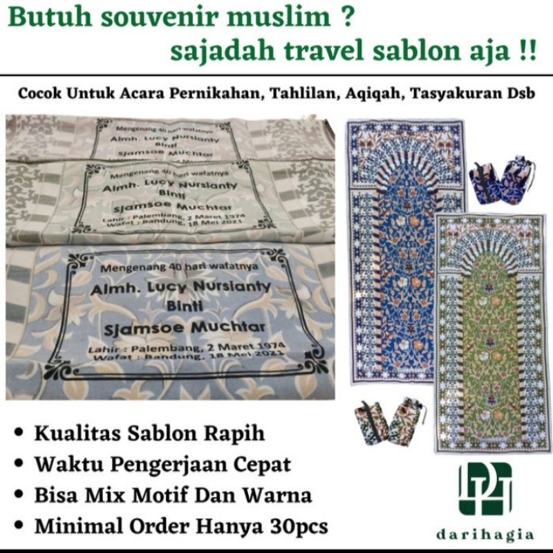 sajadah sablon murah motif bisa pilih/sajadah souvenir thalilan