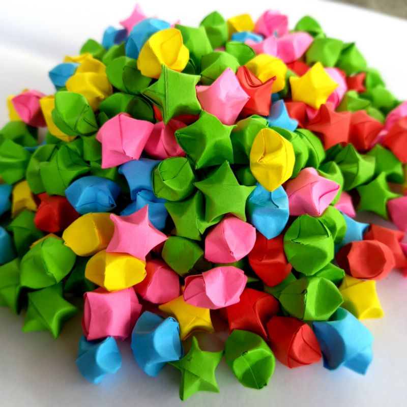 

100 pcs origami Bintang - lucky star- kertas lipat bintang warna RAINBOW/Random +BONUS