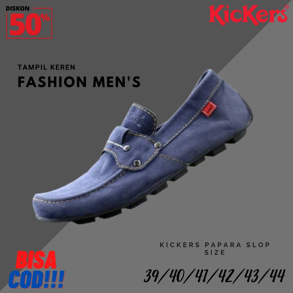 BIG PROMO Sepatu Pria Kickers Papara Knop Navy Mocasin Slop Kasual Formal Santai Kerja Terlaris