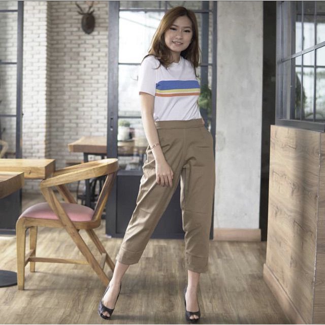 Celana Katun Wanita Stretch 7/9 Gio Baggy Pants