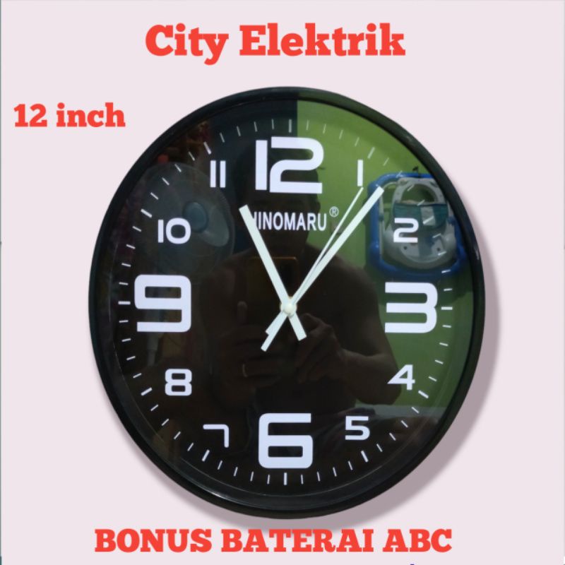 JAM DINDING HINOMARU 12 INCH ( BONUS BATERAI ABC )