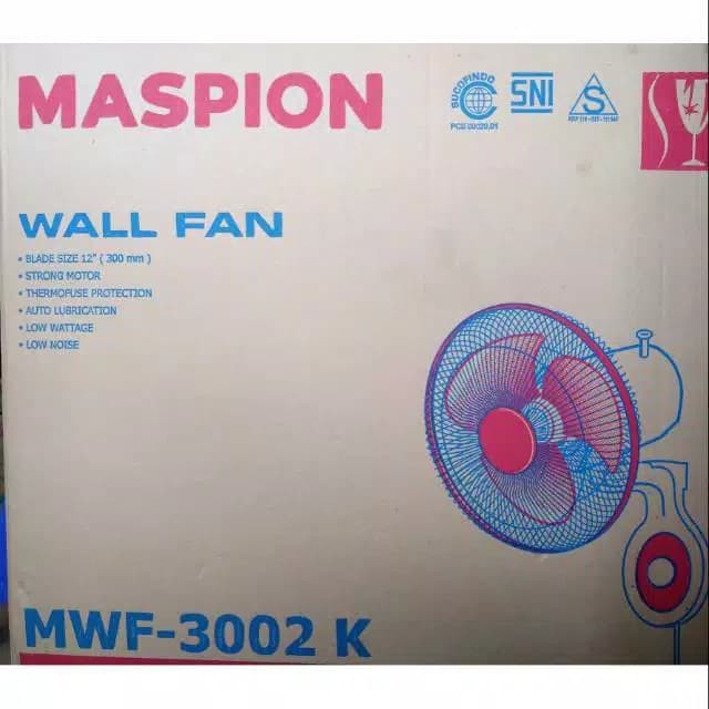 MASPION Kipas Angin Dinding Wall Fan 12&quot; MWF 3002 K 12 inch  MWF3002K - 3002 K