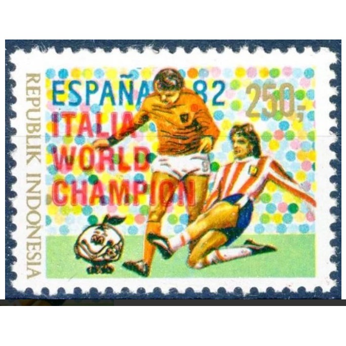 

Perangko Filateli E38 Indonesia MNH 1v 14.06.1982 World Cup 1982 Ovpt "Italia World Champion" In Red