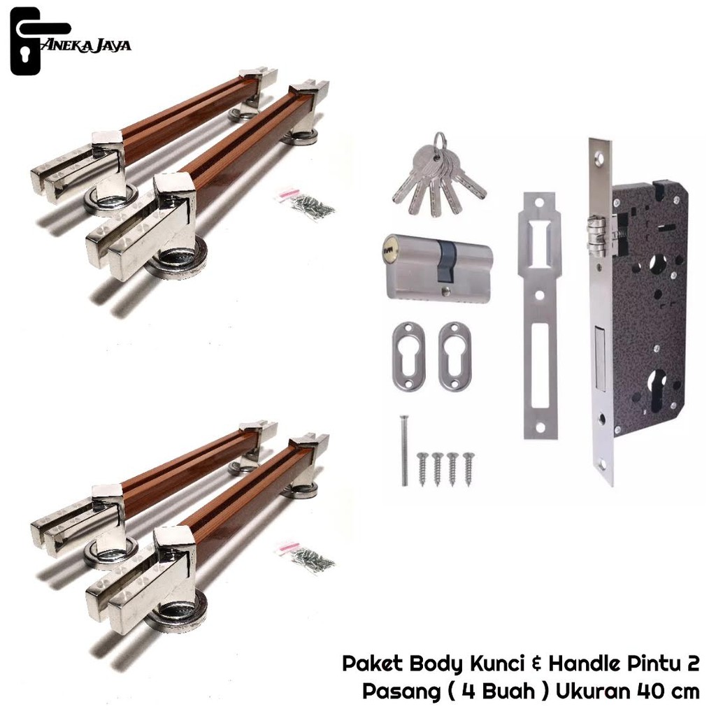 [ Satu set ] Gagang Pintu / Tarikan Pintu Rumah Stainless / body kunci / Handle Pintu rumah 40 cm