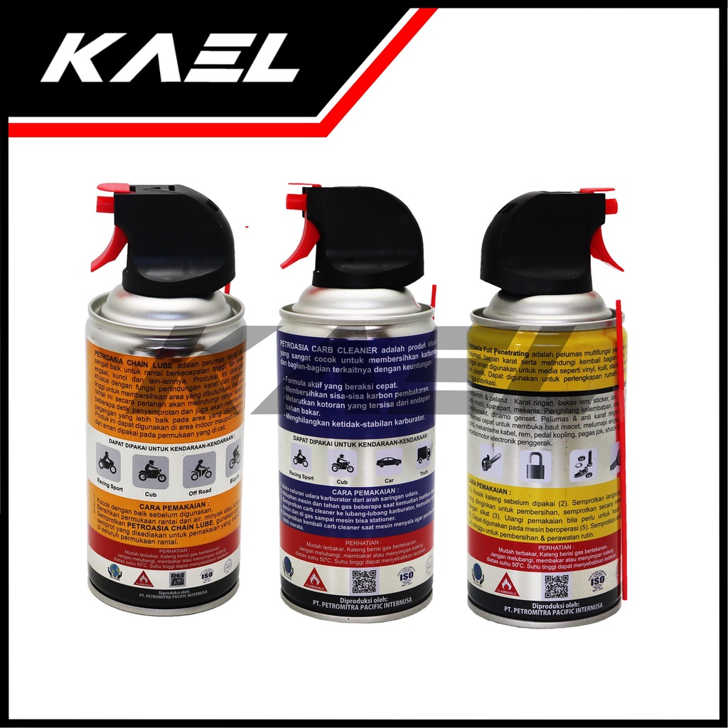 Minyak Pelumas Rantai-Pembersih Karburator-Injeksi-Anti Karat PETROASIA SNI Chainlube-Chain Lube Carb-Carburator-Injection Cleaner Full Penetrating Multifungsi Oli-Oil 300 ml PETRO ASIA