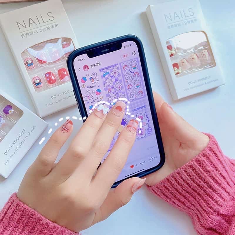 Kuku Palsu Dan Lem Fake Nail Art 3d Kuku Palsu Tahan Air