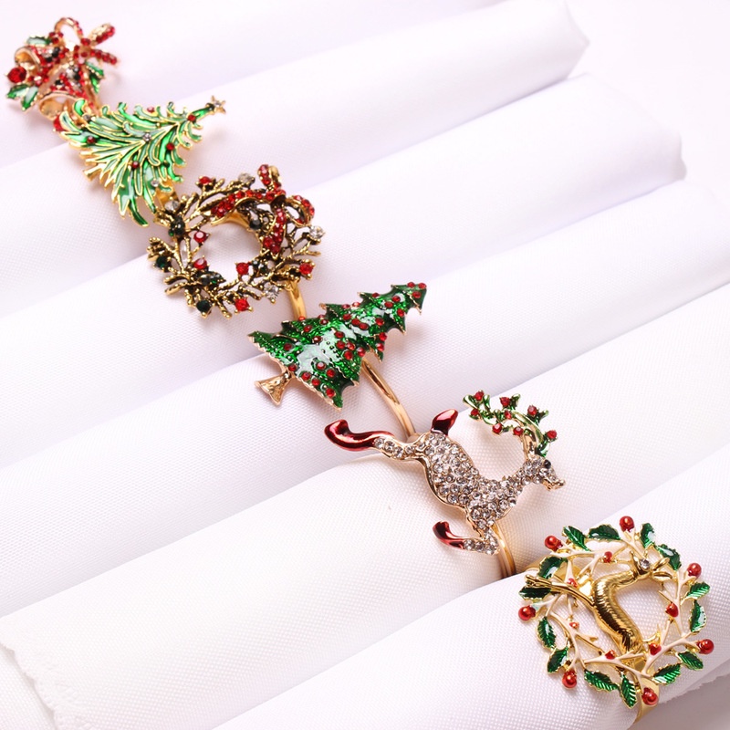 1Pc Metal Plating Christmas Series Napkin Ring / Christmas Home Decoration Products