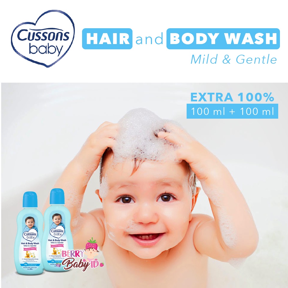 Cussons Baby Hair &amp; Body Wash Mild and Gentle Sabun Shampo Bayi 100ml Berry Mart