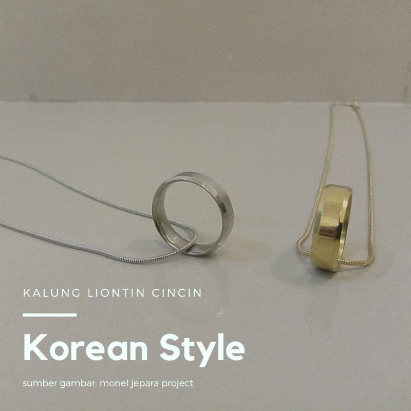 Kalung Titanium Liontin Cincin Korean Style Kalung Pria Wanita