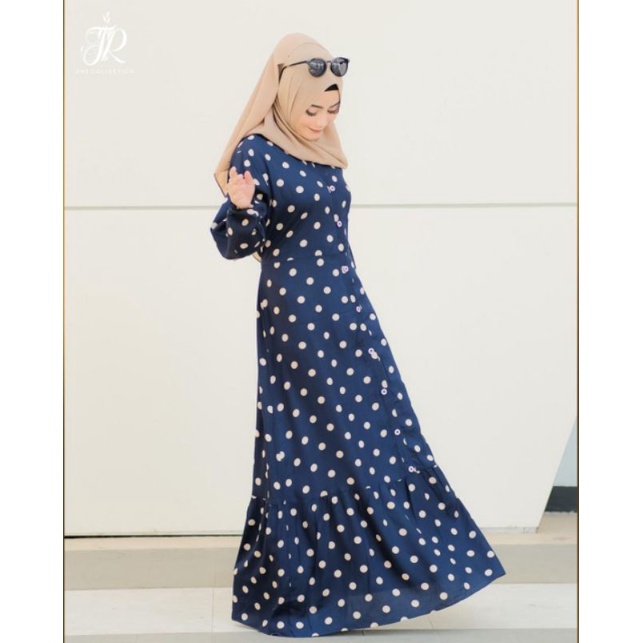 Homedress Polkadots Rayon Import Premium Gamis Adem / Gamis Muslim / Longdress Rayon / Gamis JR One 