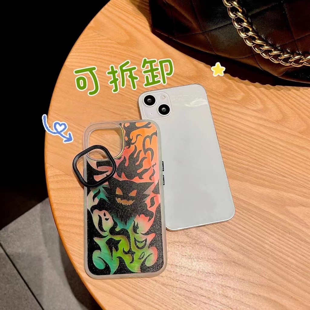 LASER GRADIENT PHONE CASE FOR CASE IPHONE 14 13 12 11 PRO MAX XR X XS MAX 14 PRO 14 MAX SMALL GHOST ILLUSTRATION ACRYLIC DROP RESISTANT