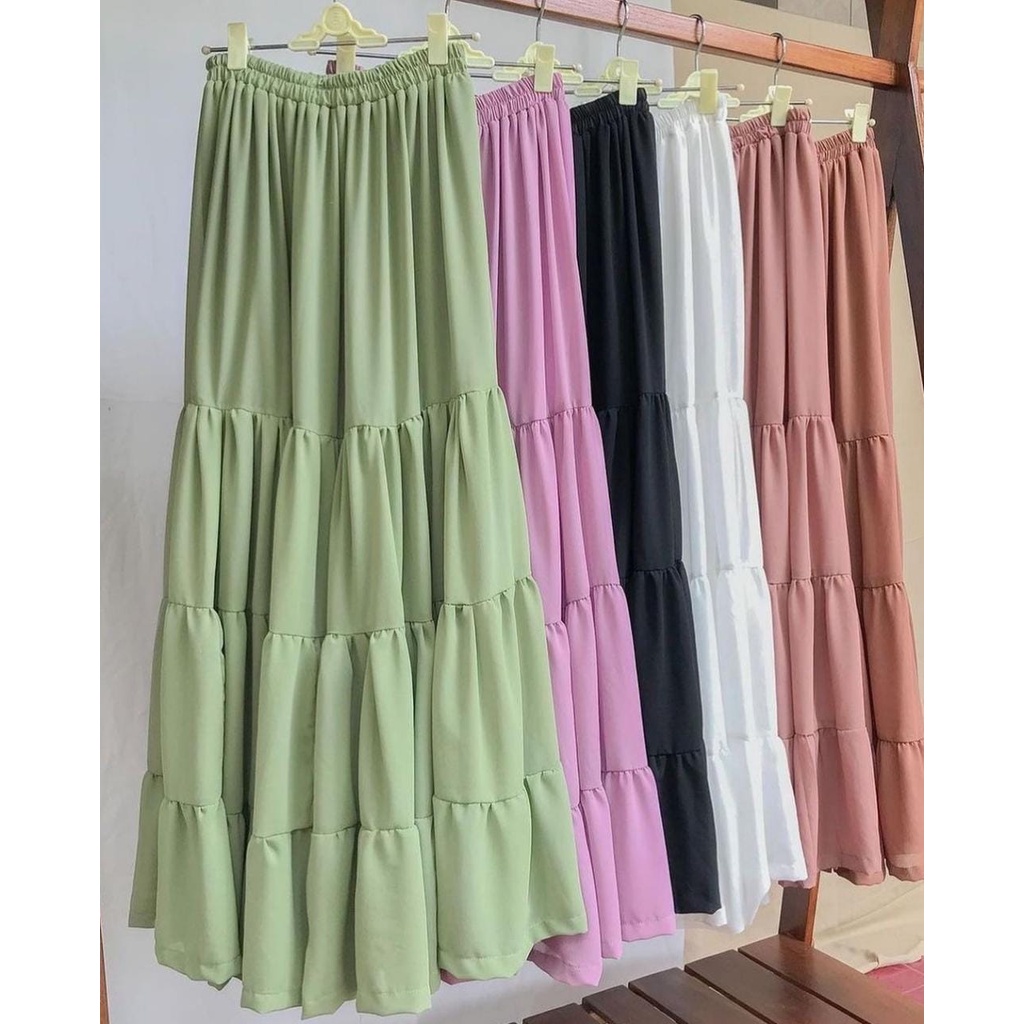 ROK CANDA / Rok Susun Maxi Skirt Rok Bangkok Skirt Rok Umpak Rok Ceruty Rok Panjang Furing Dalam