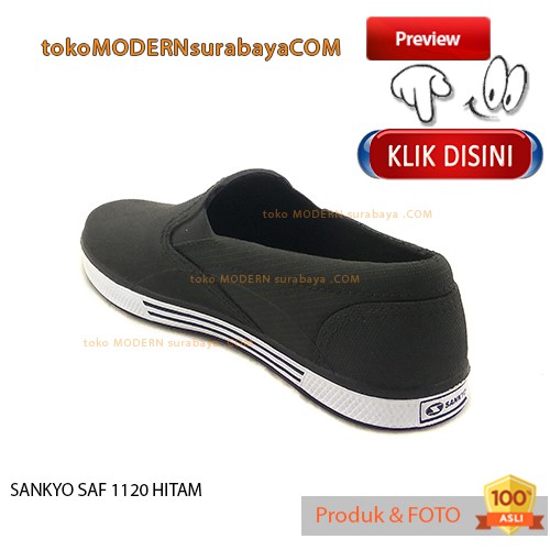 Sankyo Saf 1120 Hitam Sepatu Pria Sepatu Kasual Slip On Sepatu Karet