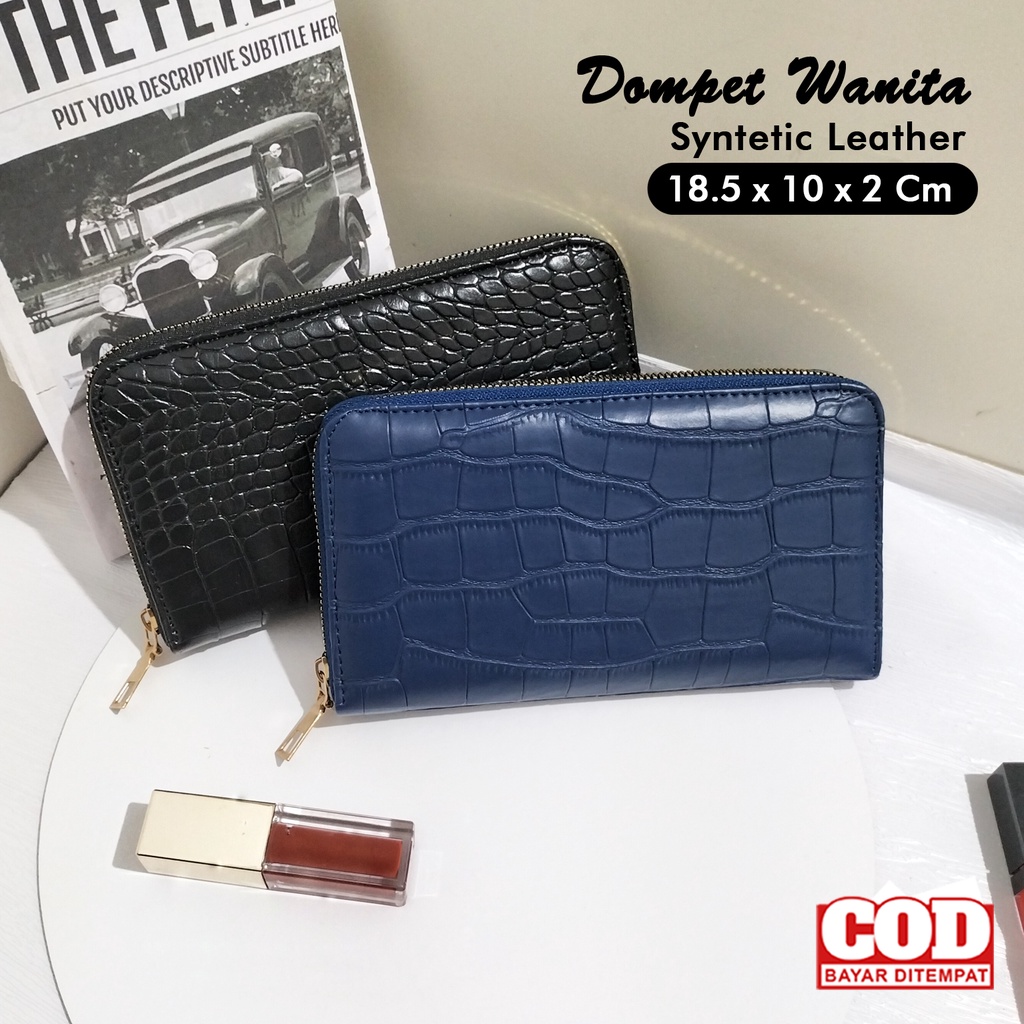 Dompet kulit sintetis panjang wanita remaja dewasa motif croco tempat hp uang kartu masa kini