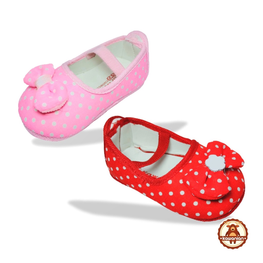 Sepatu Bayi Polkadot Prewalker Perempuan Gendong 4-14 Bulan