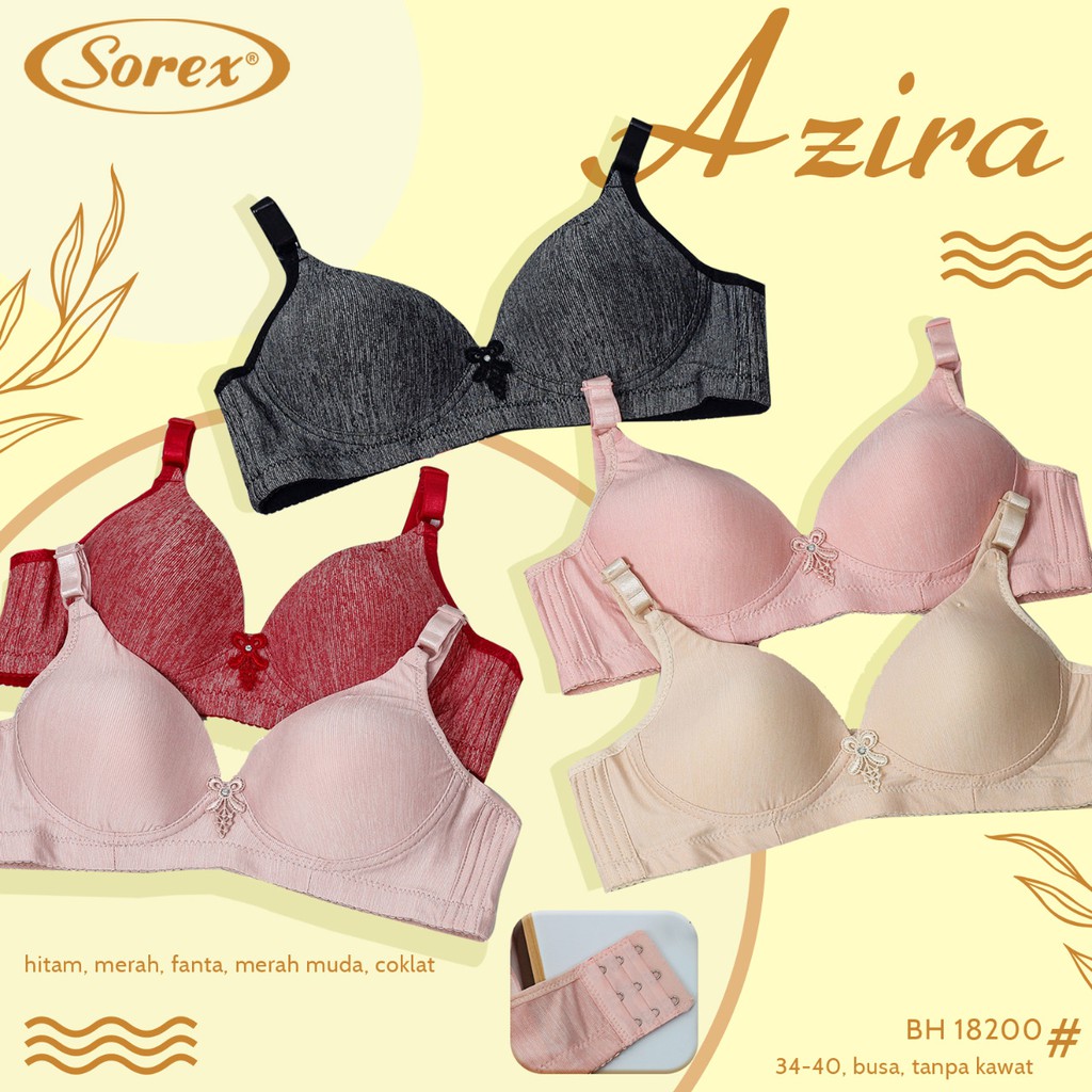 BRA SOREX AZIRA 18200 BUSA TANPA KAWAT SIZE 36 38 40 42  PAKAIAN DALAM WANITA