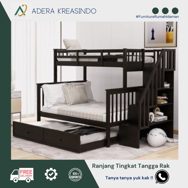 TEMPAT TIDUR RANJANG TINGKAT KAYU JATI DIPAN MINIMALIS
