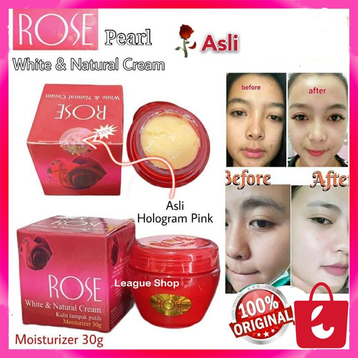 [100% Asli] Cream Rose White &amp; Natural Krim Pemutih Wajah Kulit Tampak Putih Tahan Lama