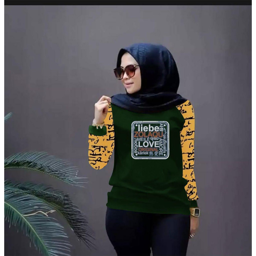 BAJU CEWEK TRENDY LOVE TERBARU-KAOS DISTRO WANITA KEREN KEKINIAN-BAJU LENGAN PANJANG TERLARIS