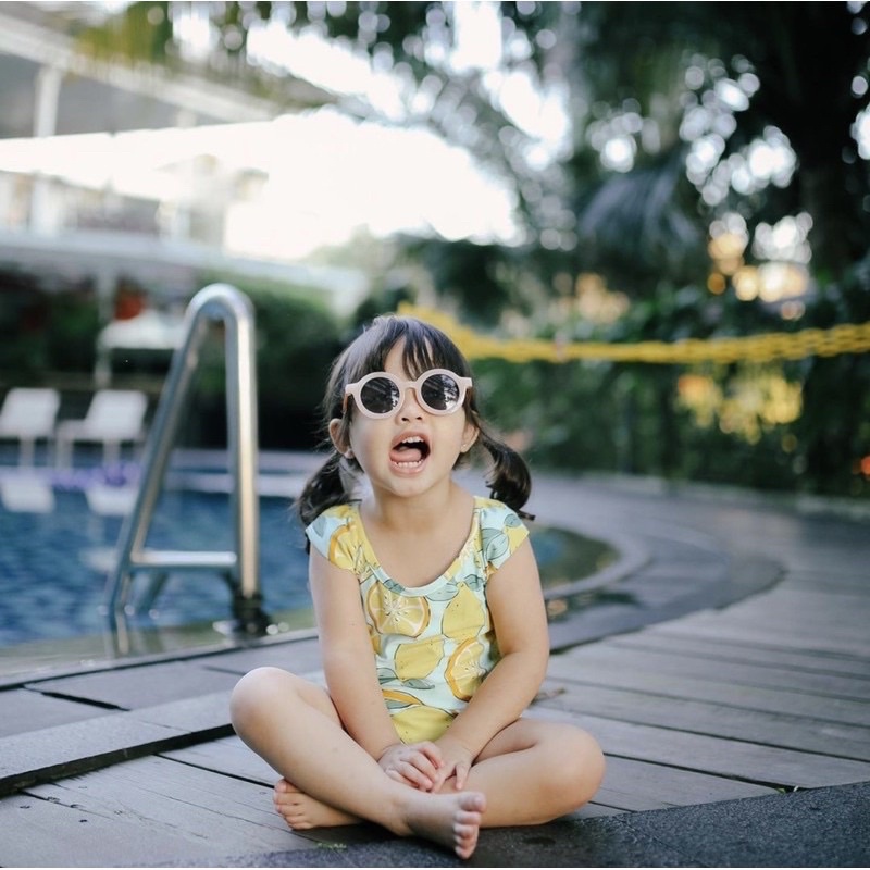 Kacamata Anak Sunglasses Bayi Balita Baby Kids Cute Anti UV Ootd Fashion Anak Cowok Cewek Laki Laki-Pink Bulat