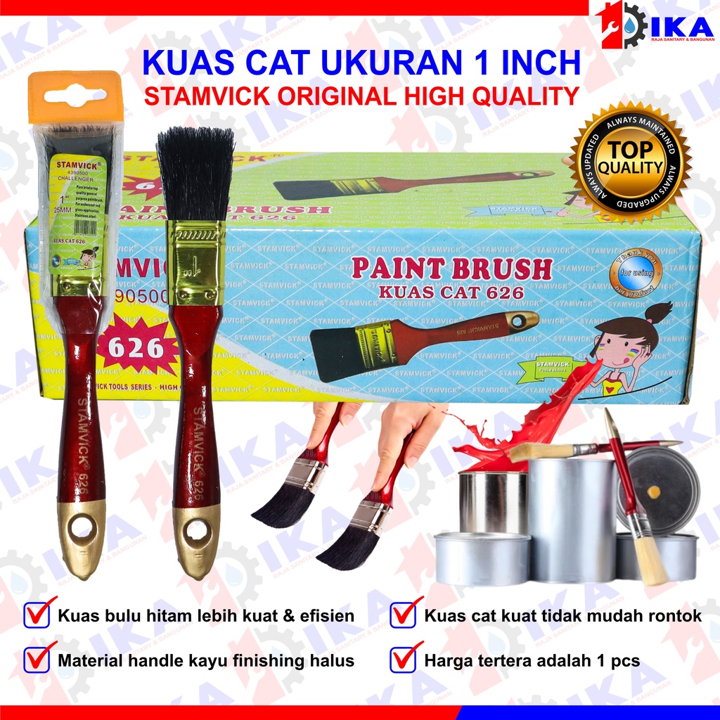 Kuas cat tembok gagang kayu merah  1 inch stamvick 100% original high quality