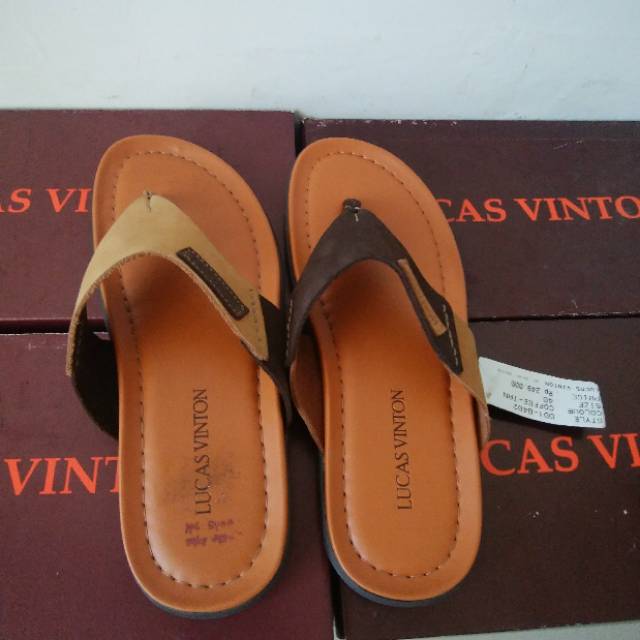 Sandal kulit Lucas Vinton DD1-8402 size 39-43, sandal kasual kulit, sandal harian kulit