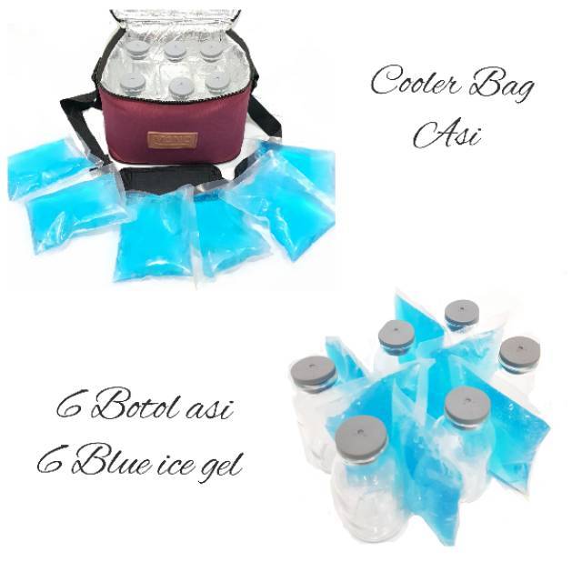 Promo Paket !!! Tas asi  asip mino + 6 Blue gel | 6 bluegel + 6 btl asi  /Cooler Bag Asi asip M66 S1 / tas penyimpanan ASi