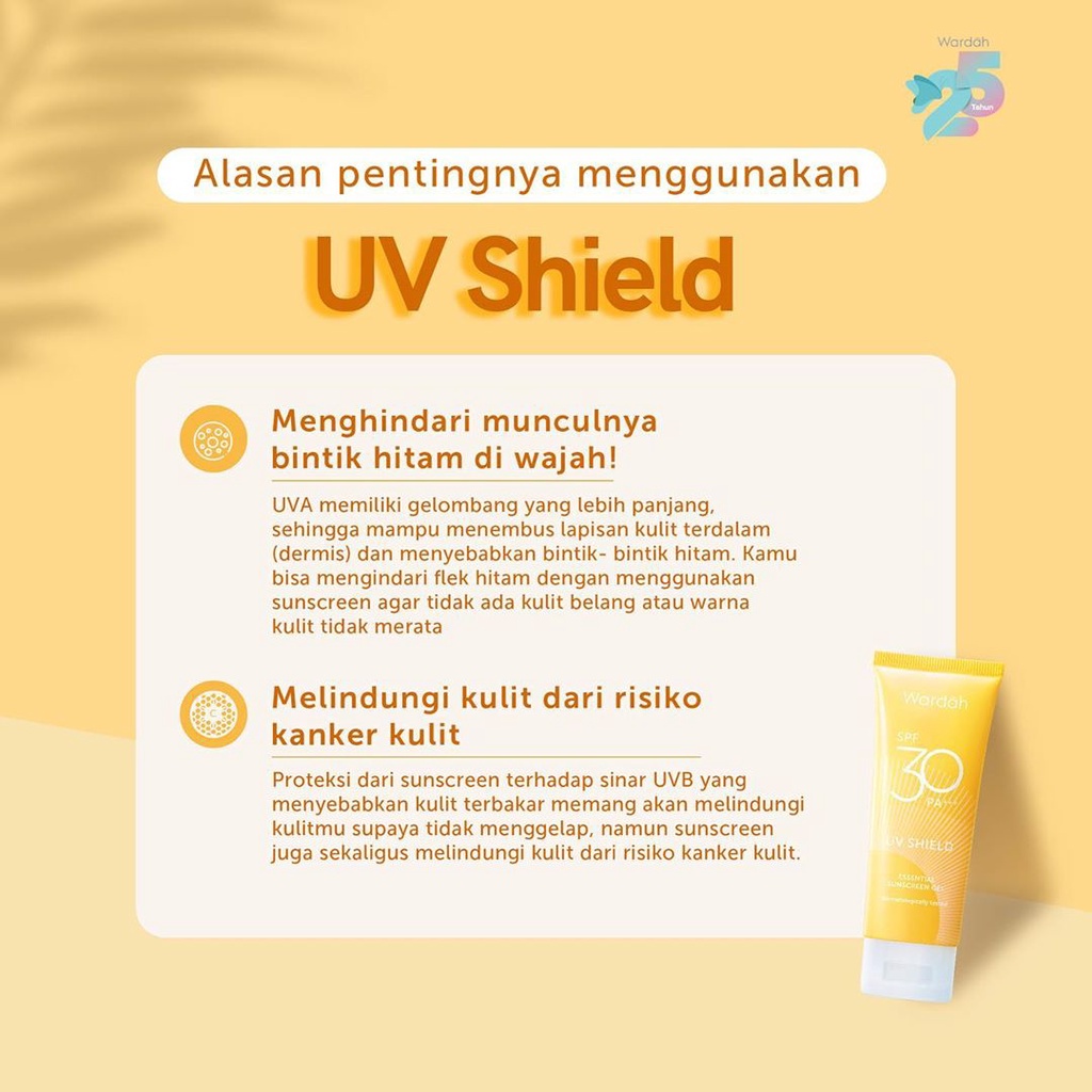 Wardah UV Shield Essential Sunscreen Gel Sunblock Pelindung Matahari SPF 30 50 PA+++