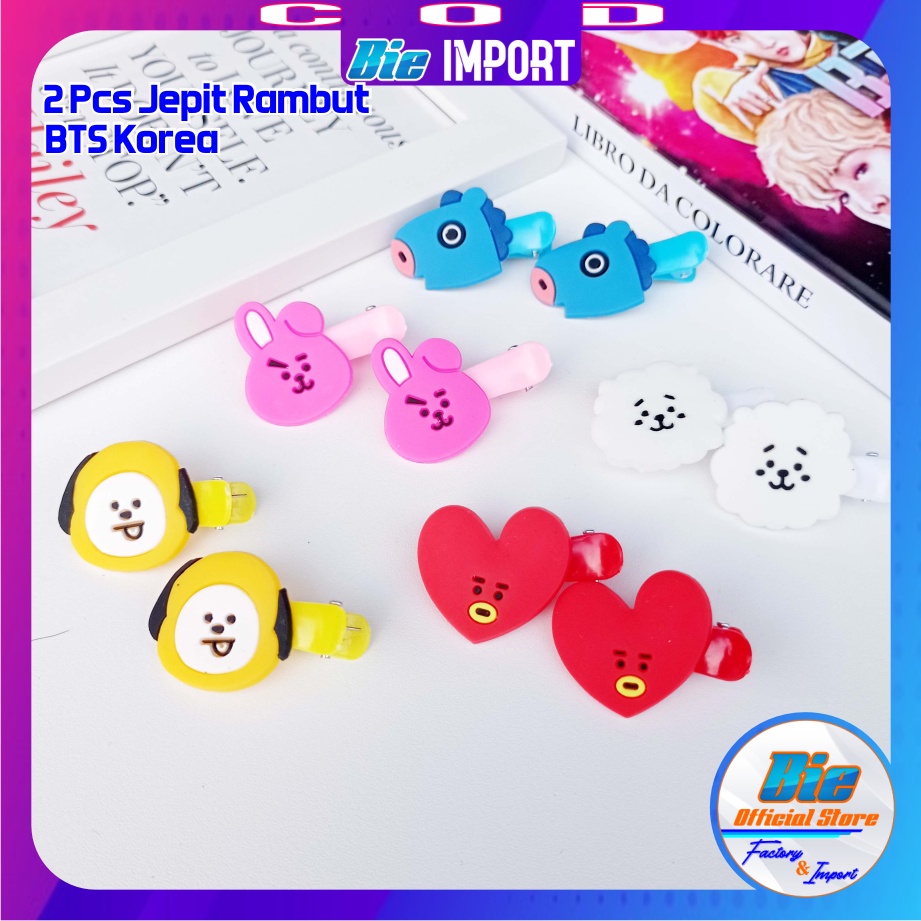 2 Pcs Jepit Rambut Karakter BTS Impor Best Seller