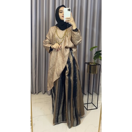 BAJU LABBU BODO POLOS KAFTAN LENGAN PANJANG BUGIS LAGOSI VISCOSE DOBBY SARUNG RECA RACA SUTERA ASLI 