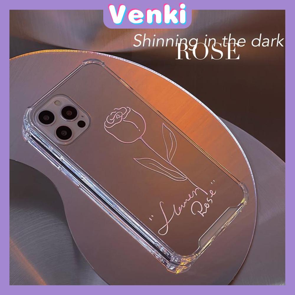 iPhone Case Acrylic Reflective Mirror Airbag Shockproof Protection Camera Lines Rose Simple Compatible with iPhone 11 iPhone 13 Pro Max iPhone 12 Pro Max iPhone 7 Plus iPhone xr