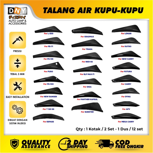 Talang Air / Door Visor DNY KUPU KUPU untuk CANTER , HINO , L-300, NEW CARRY Injection High Quality