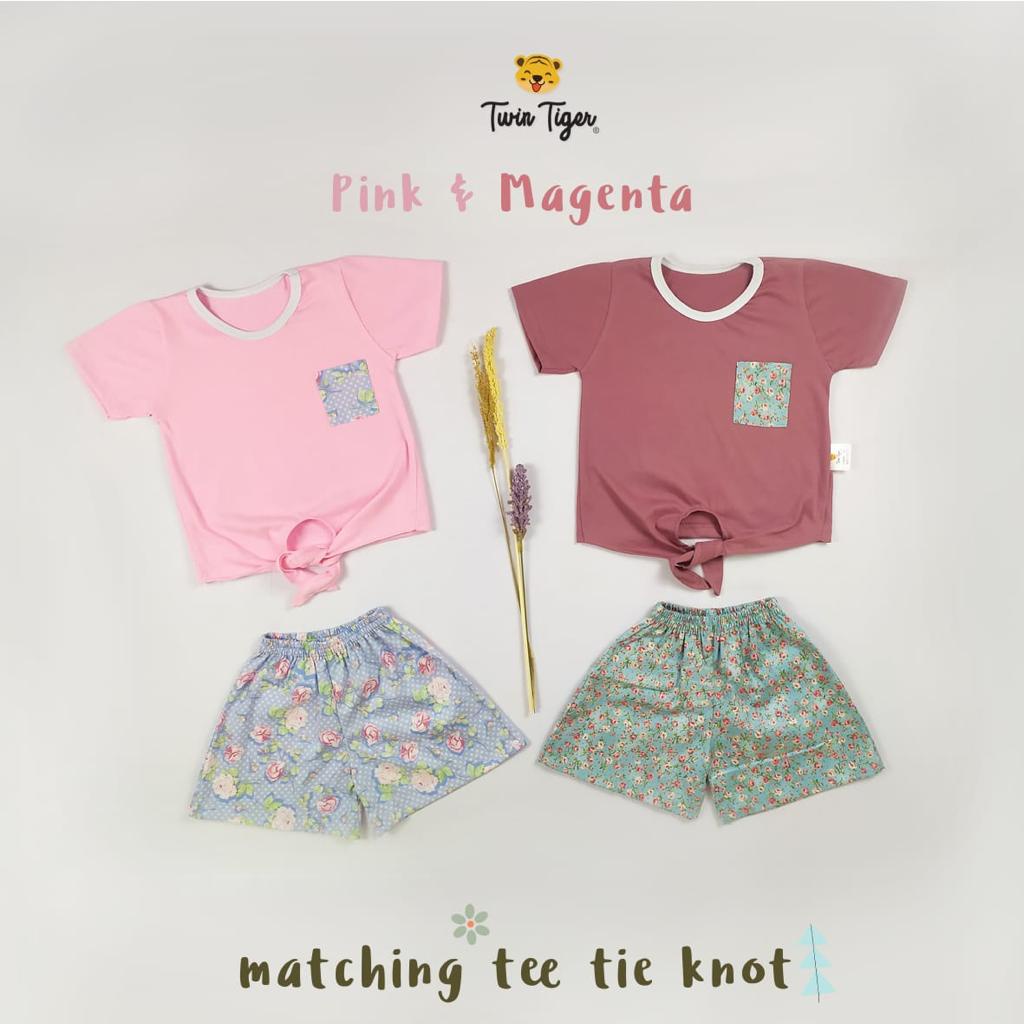 TWIN TIGER MATCHING TEE TIE KNOT SETELAN BAJU IKAT ANAK PEREMPUAN 1 - 5 TAHUN