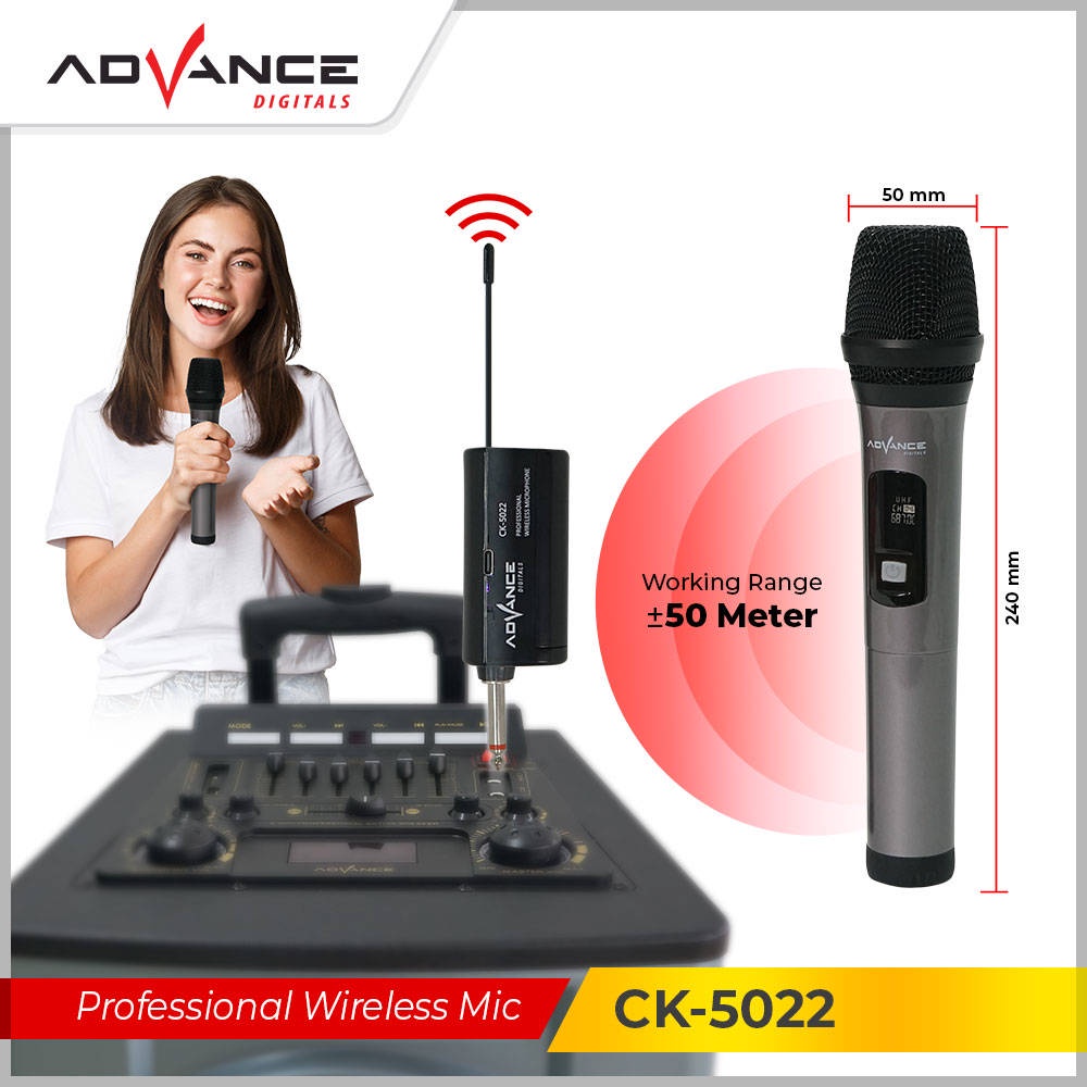 【READY STOCK】Advance Mic Ck-5022 Microphone Profesional Wireless Dual 2 Mic Duet Keren