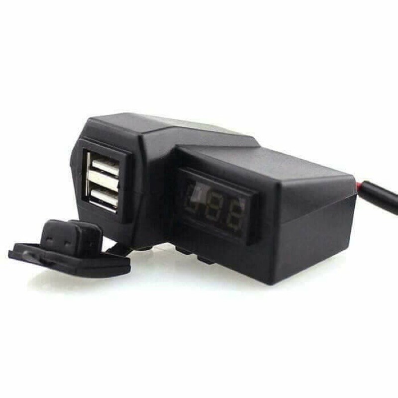 VOLTMETER DIGITAL + CHARGER 2 USB JEPIT STANG MOTOR UNIVERSAL !