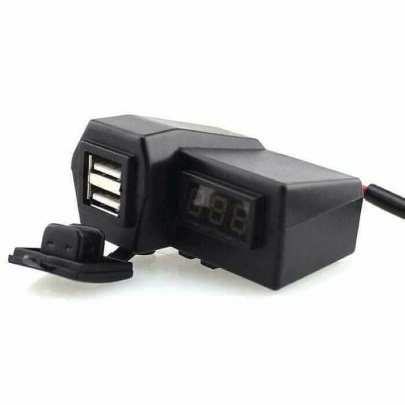 VOLTMETER DIGITAL + CHARGER 2 USB JEPIT STANG MOTOR UNIVERSAL !