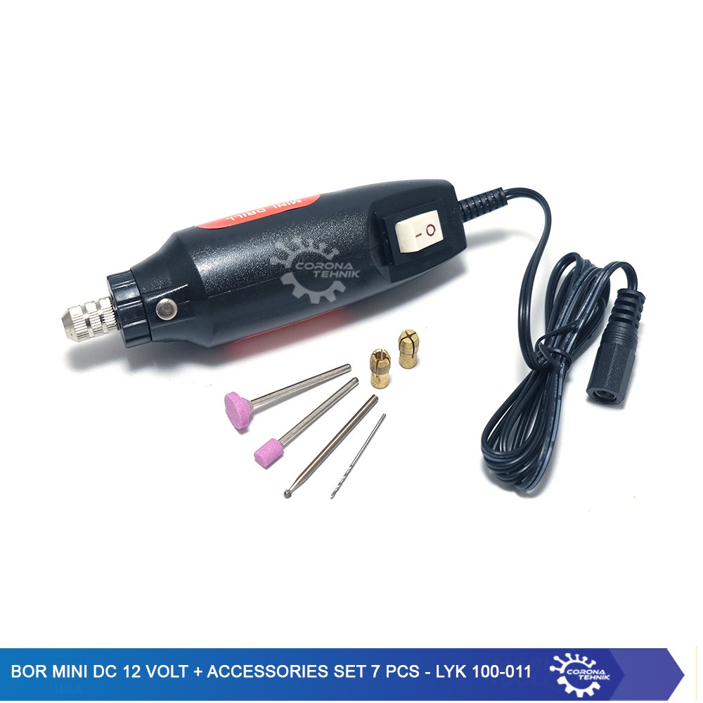 LYK 100-011 Bor Mini DC 12 Volt + Accessories Set 7 Pcs