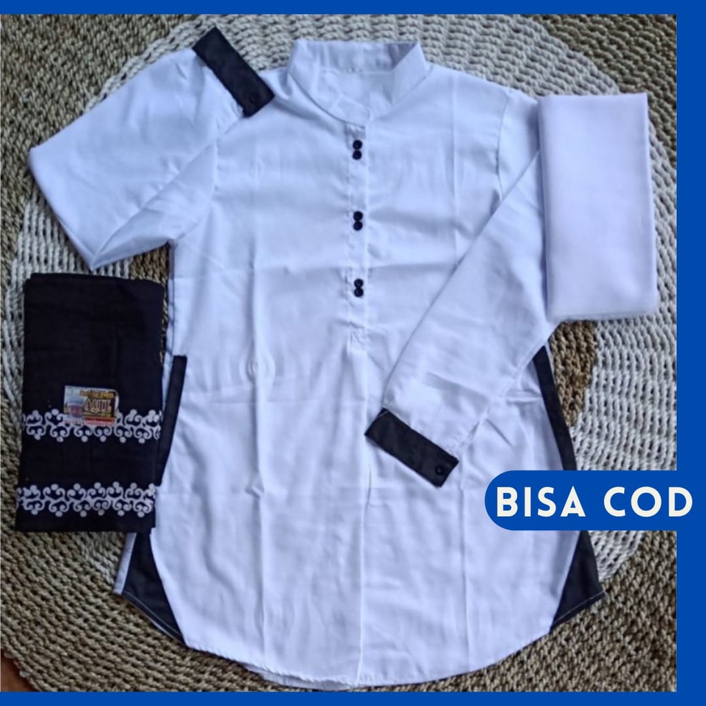 SATU PAKET SETELAN SANTRIWATI / TUNIK TOYOBO / SARUNG KATUN // SARUNG BATIK AQIL / GLAYOR