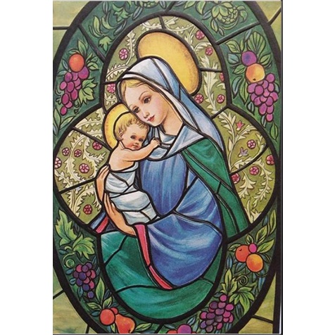 LUKISAN FULL DIAMOND 5D PAINTING (DIY) BUNDA MARIA SAMA ANAK 30x40cm (PxT)