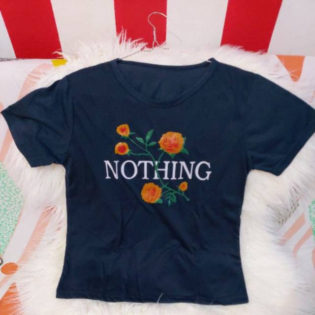 Kaos Nothing Bunga Mawar - Navy