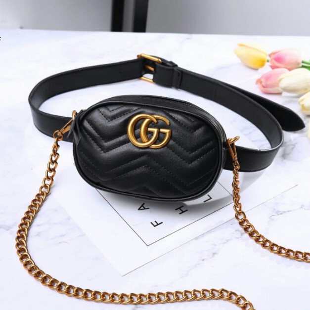 Tas Pinggang Wanita GG Marmont Waist Bag With Chain Shoulder Multy Fungsi #R2020