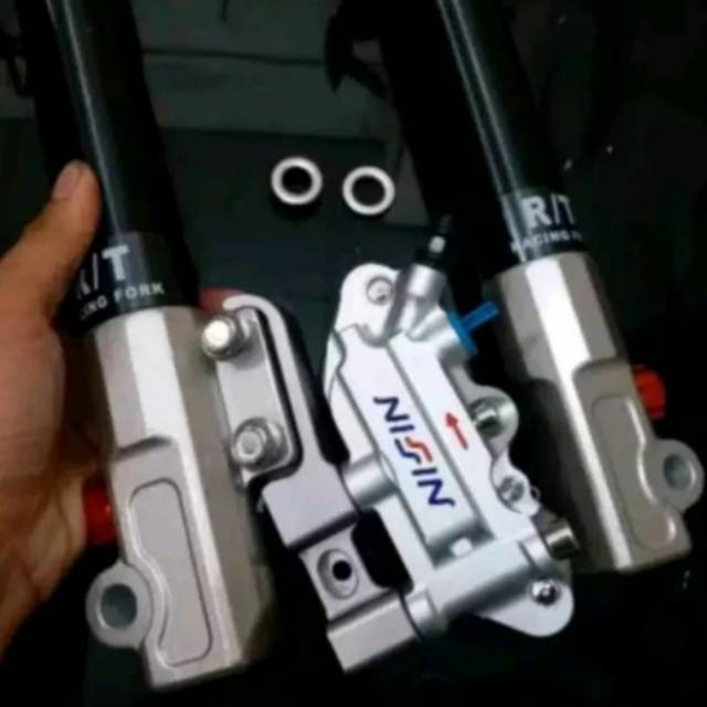 paket tabung shock depan RT STAGE 6 breket kaliper nissin monoblok beat vario 110 125 150 scoopy
