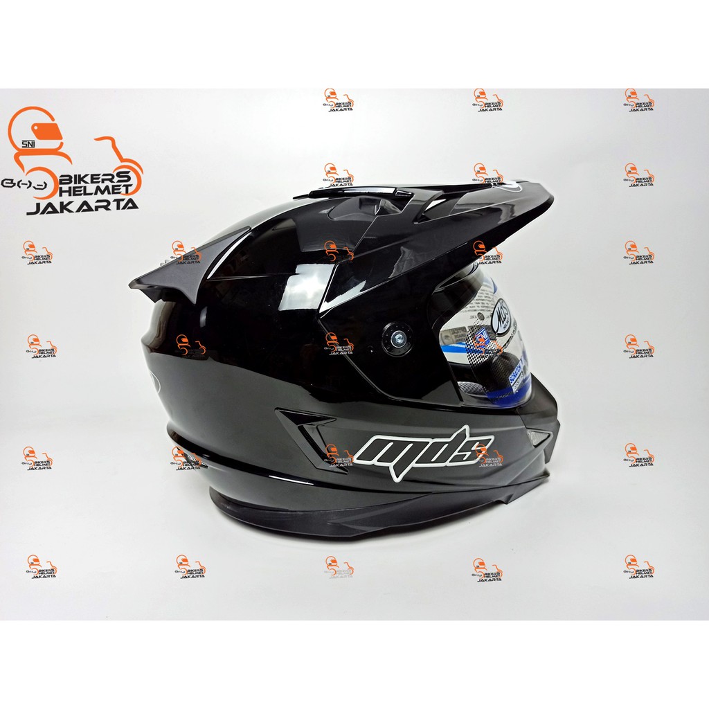 MDS HELM SUPER PRO SOLID BLACK METALIC SUPERMOTO FULL FACE