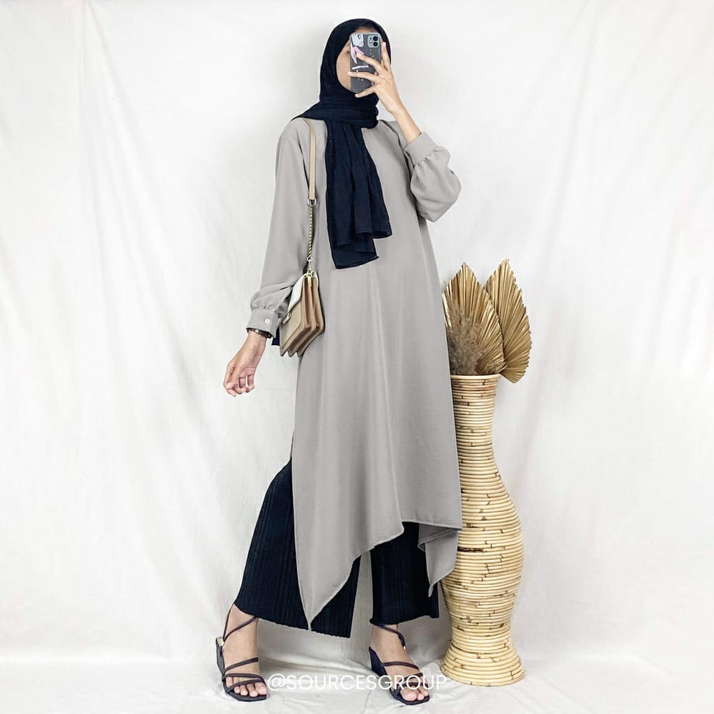 GRISYA DRESS TUNIK CRINKLE AIRFLOW / TERBARU TUNIK ATASAN MUSLIM TERLARIS /RESLETING DEPAN BUSUI/OOTD HIJAB STYLE