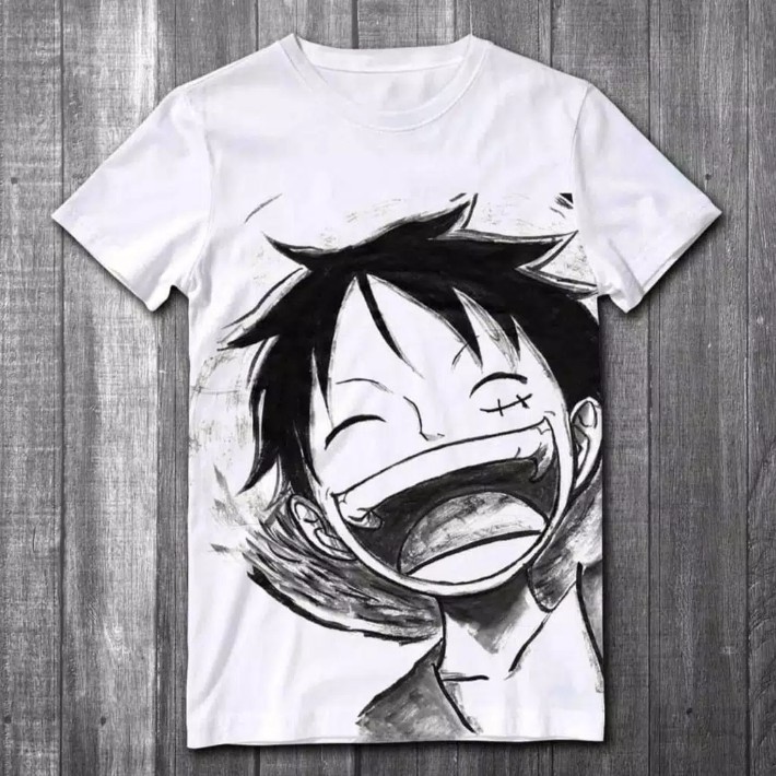 LUFFI FACE ONE PIECE / F3 / KAOS PRIA / KAOS ANIME / KAOS DISTRO/KAOS MURAH/DISTROFASHION.ID