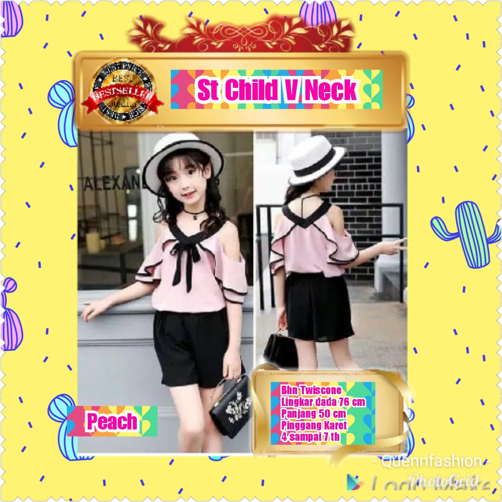 TERMURAH ST CHILD V NECK PEACH / ORANGE / RED / WHITE / TERBARU/TERPOPULER/TERLARIS/TERMURAH