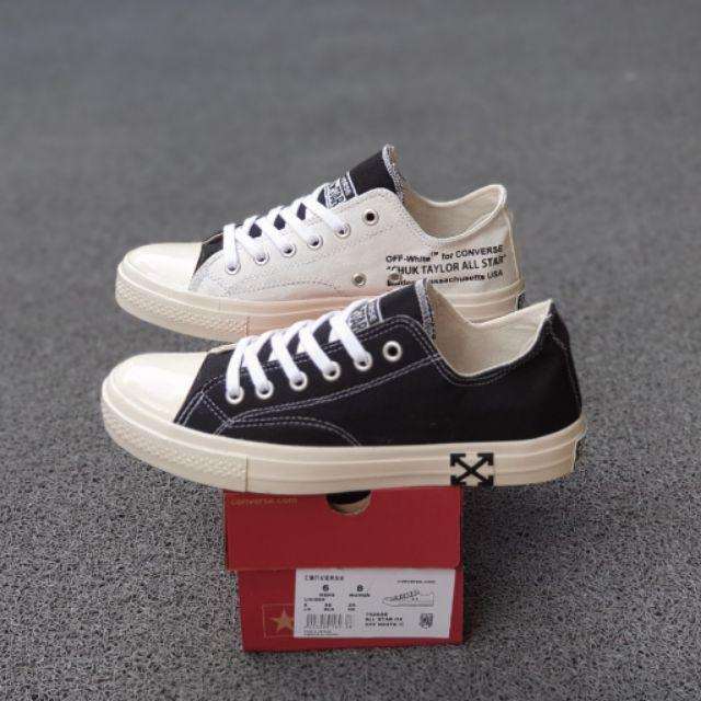 OBRAL SEPATU SNEAKERS 70S X OFF WHITE LOW BLACK WHITE CHUCK TAYLOR SOL GLOSSY 38-44-BELANG LOW