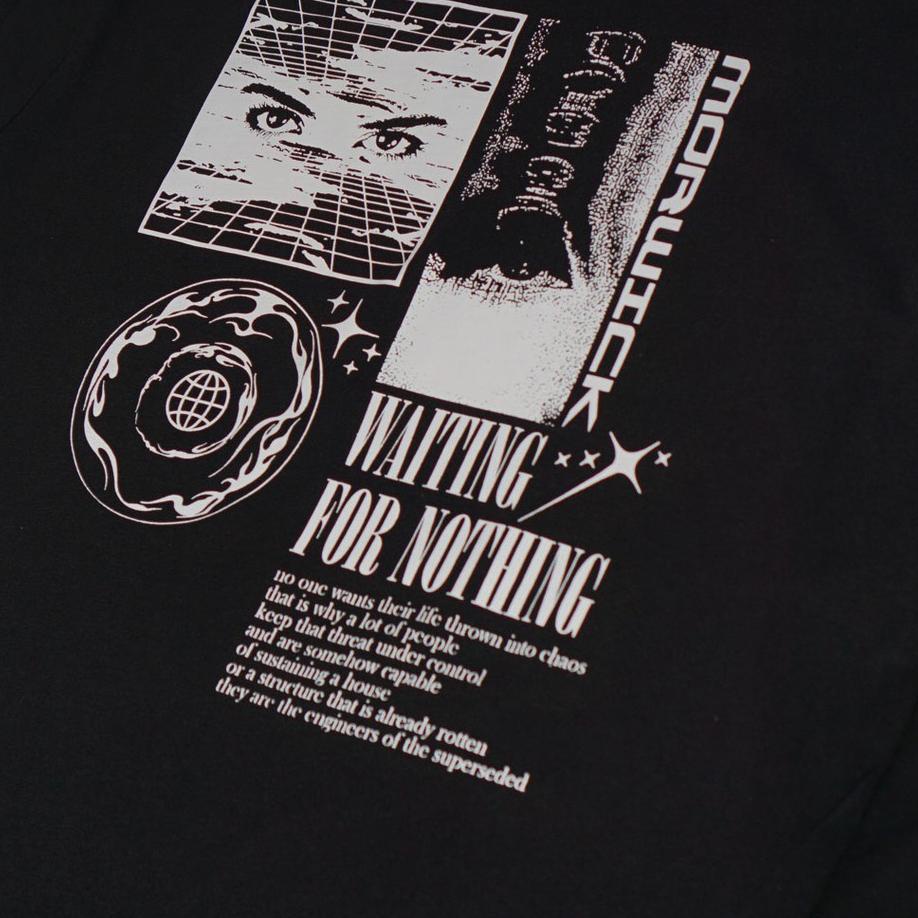 ☚ Morwick Kaos Lengan Panjang Nothing Hitam ❀