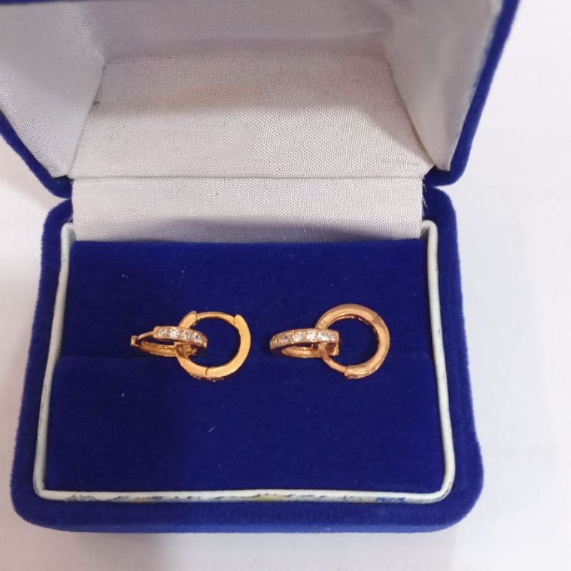 Anting donat mata baris, Perak 925, Sepuh emas kuning